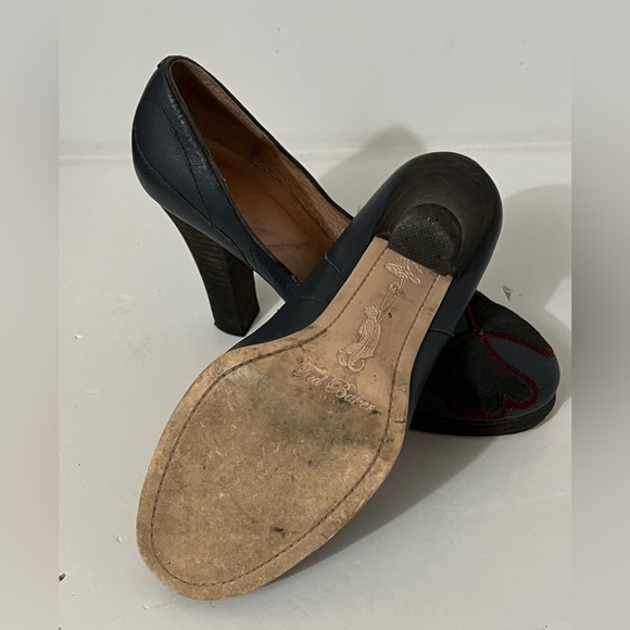 Ted Baker | Blue All Leather with Suede Bow Detail on Toes - Size 7 - Picture 10 of 13